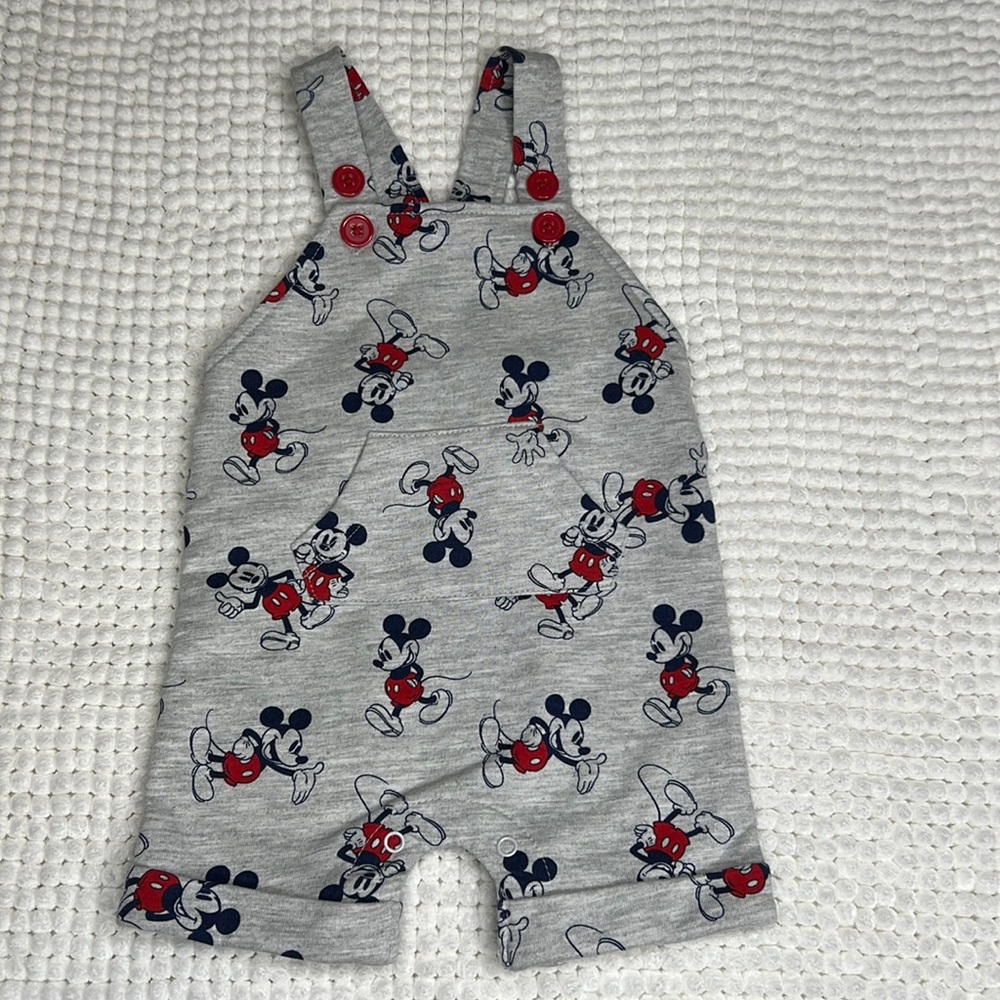 🎉LAST CHANCE🎉Authentic Disney Mickey Mouse Baby 0/3M Overall Bodysuit Like New